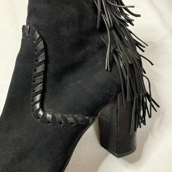 Kennel & Schmenger Miley Fringe Suede Pointed Toe Heeled Boots - Picture 3 of 8